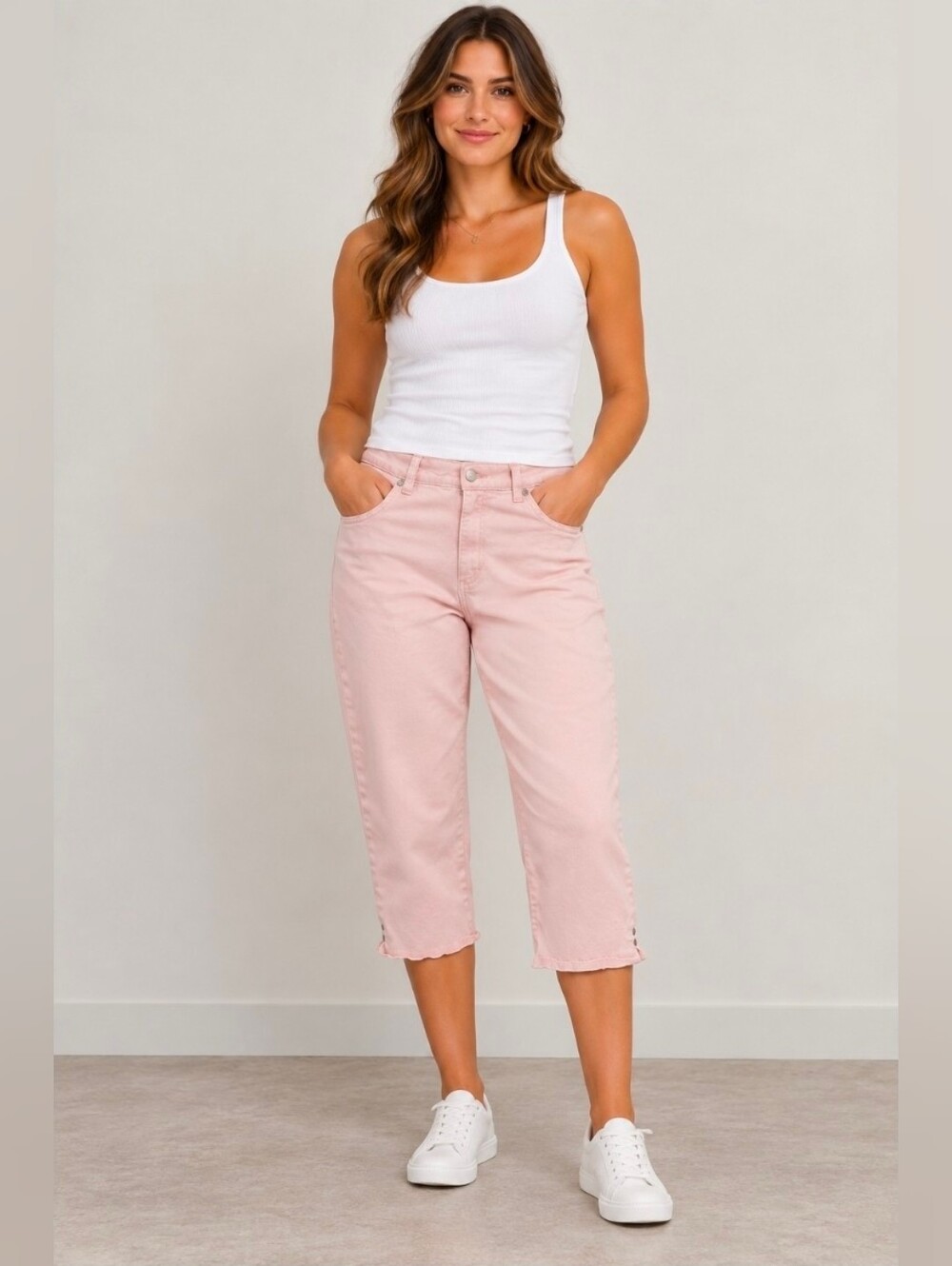 Gloria Vanderbilt Pastel Pink Cropped Straight Jeans